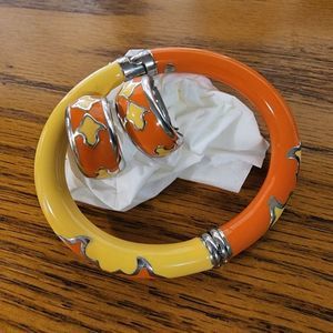 NEW Enamel Bangle Bracelet & Earring Set - Kate Spade Inspired